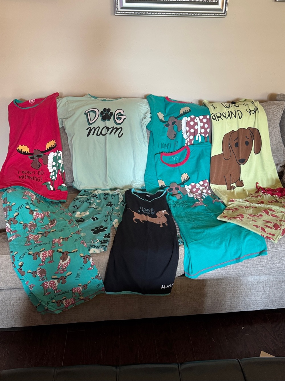 9 piece Lazy One Pajama Sets including dachshund